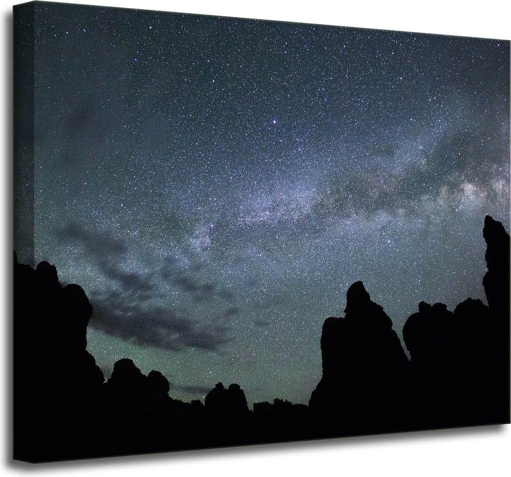Vászonkép Természet Kozmosz Hegyek Sötétség Éjszaka Csillagászat 50x40