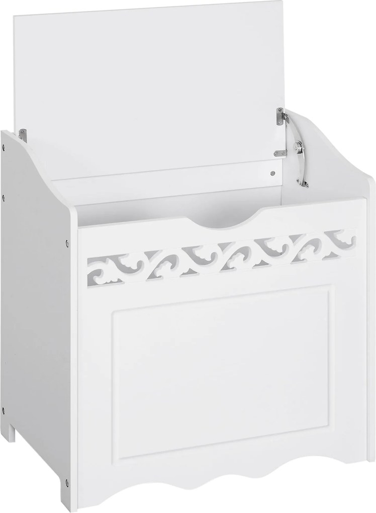 HOMCOM Fa Törölközőszekrény, Tárolószekrény Fürdőszobába, Hálószobába, Nappaliba, 55L x 34W x 58H cm, Fehér | Aosom