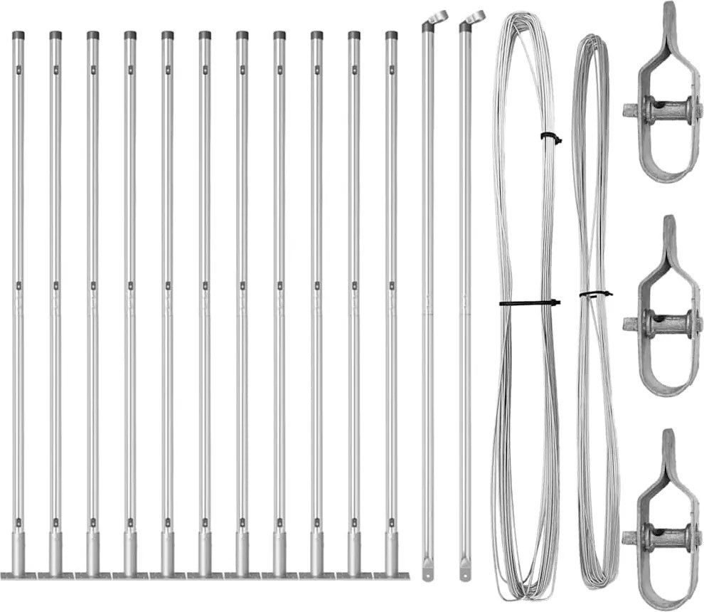 vidaXL Kerítésoszlop 13 pcs Ezüst Acél