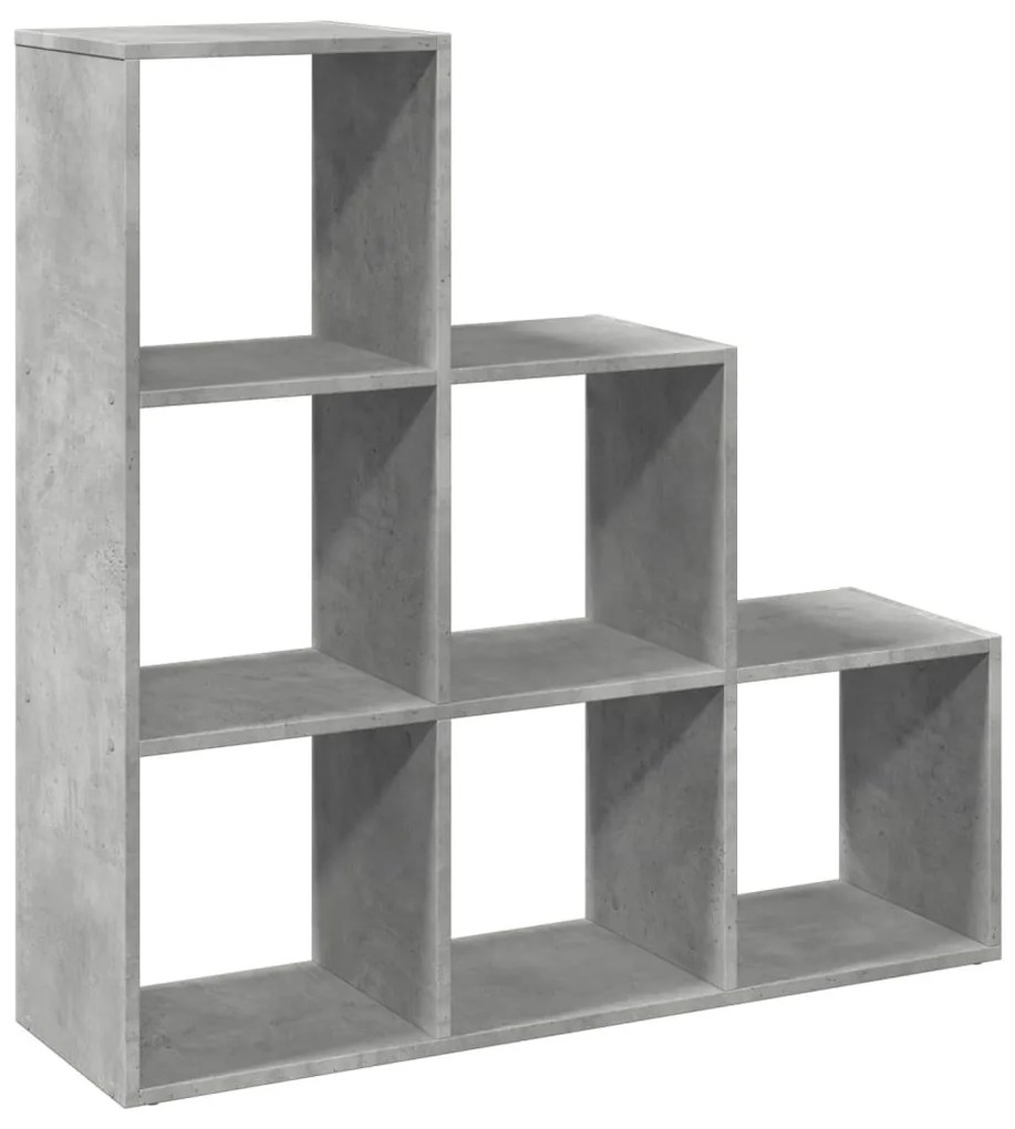 3 szintes betonszürke fa térelválasztó könyvespolc 99x29x99 cm