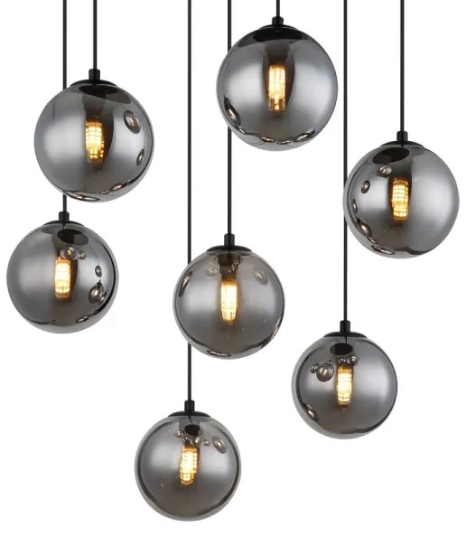 Globo 56133-7H - LED Csillár zsinóron RIHA 7xG9/3,5W/230V füstös/fekete