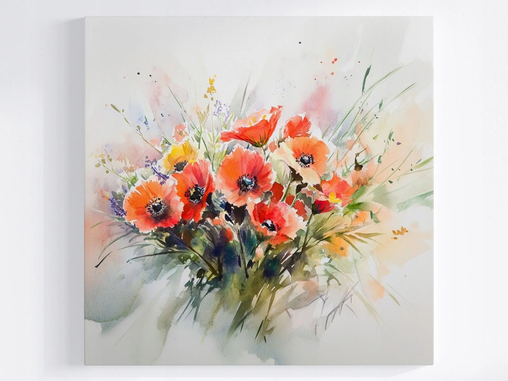 Vászonkép Canvas Természet Dekoráció Mezei Virágok Pipacs Csokor 40x40