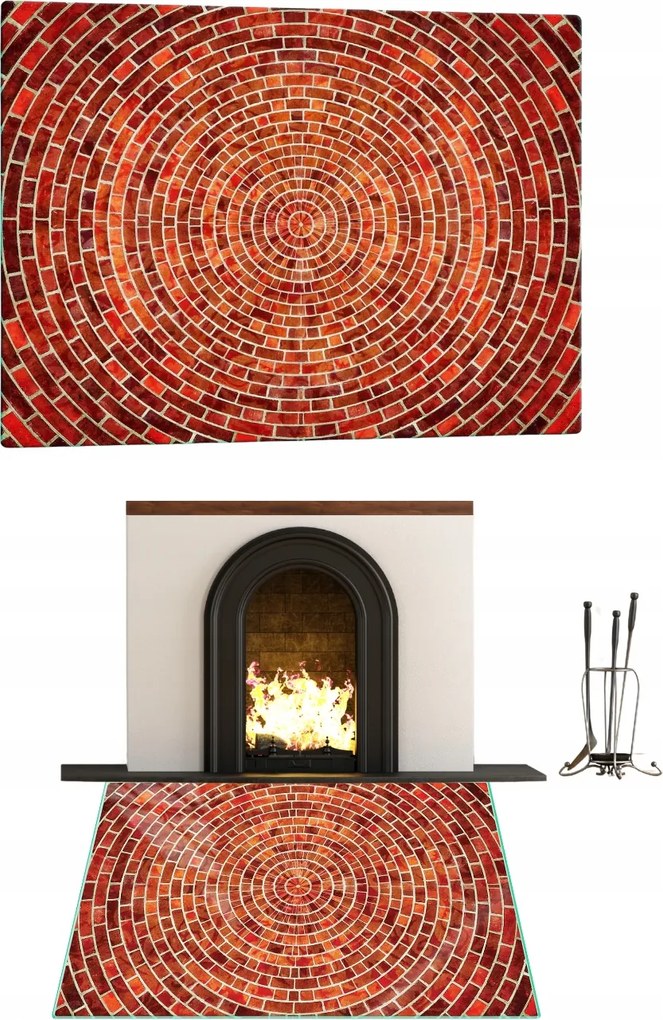 Kandalló Alatti Üveg Edzett Üveg Állvány Méret 52x30cm Tégla Grafikával