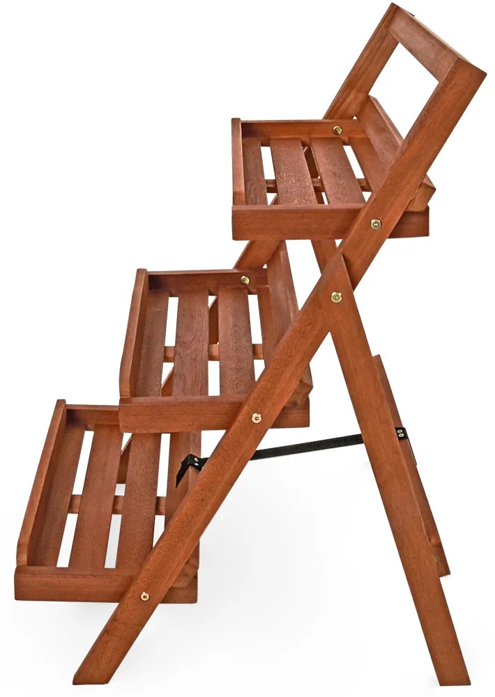 TULIP fa virágtartó állvány, 3 szintes, 56x59x79cm, barna Casaria