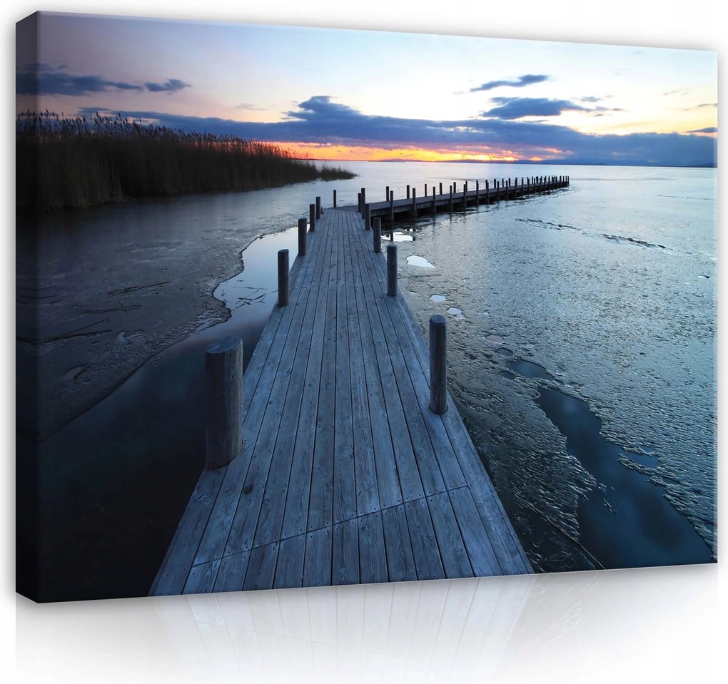 Vászonkép 100x75 Téli táj naplemente nyugalom természet csend melankólia