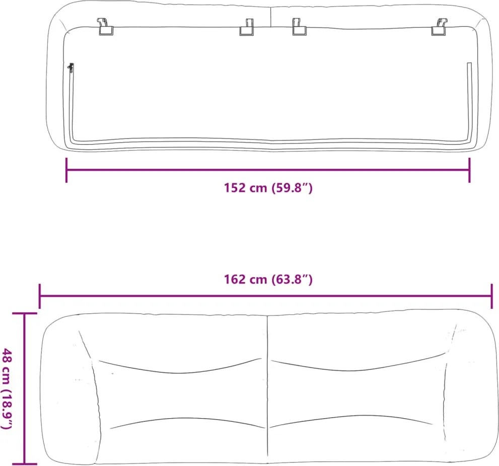 fekete műbőr fejtámla párna Hvar 152 cm