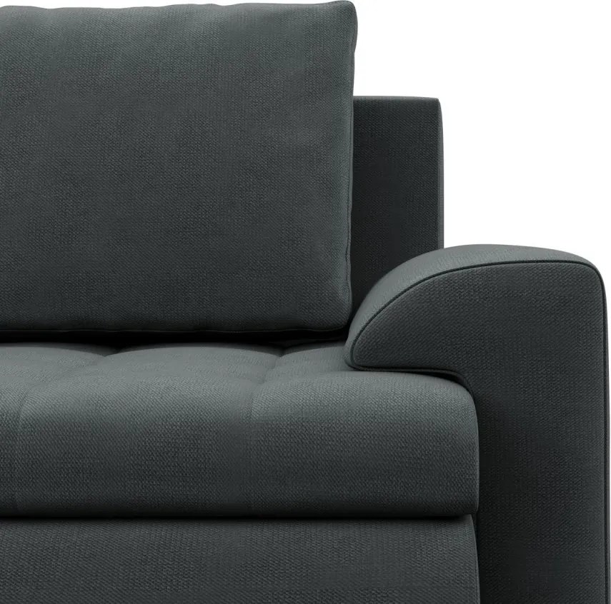 Tokio U alakú sarokkanapé, 3 ágyneműtartóval, bársony, univerzális oldal, szürke