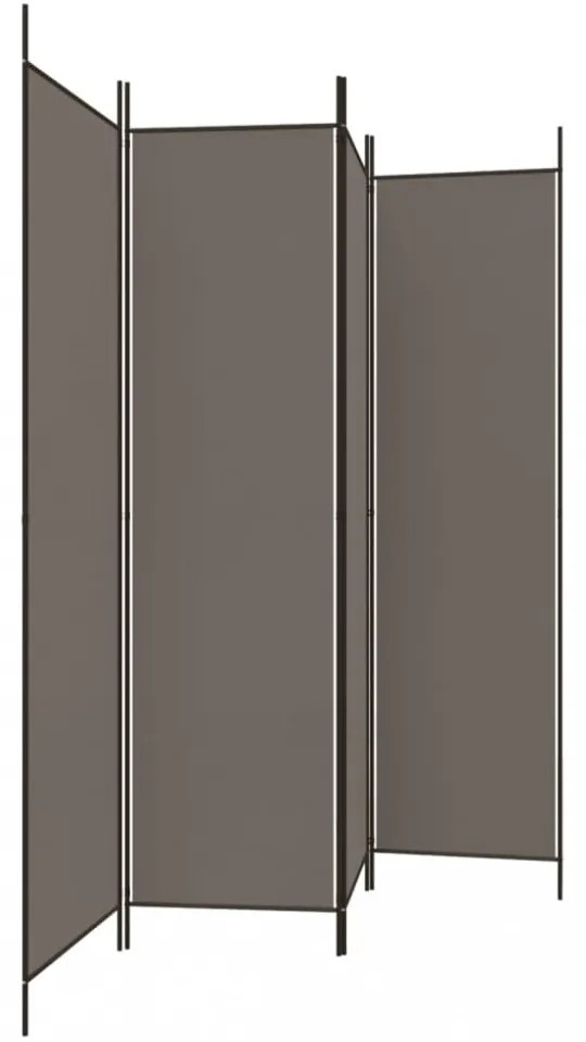 4 paneles antracitszürke szövet térelválasztó 698x180 cm