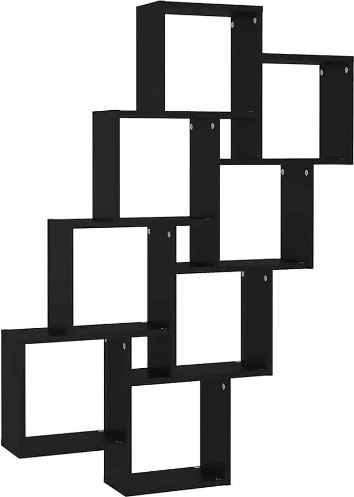 vidaXL fekete szerelt fa négyszögű fali polc 90 x 15 x 119 cm