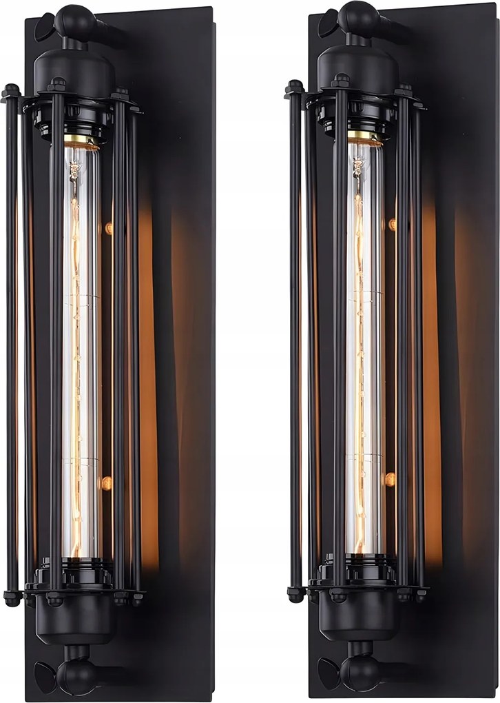 2db Retro fali lámpa fekete Loft retro lámpa fehér meleg E27