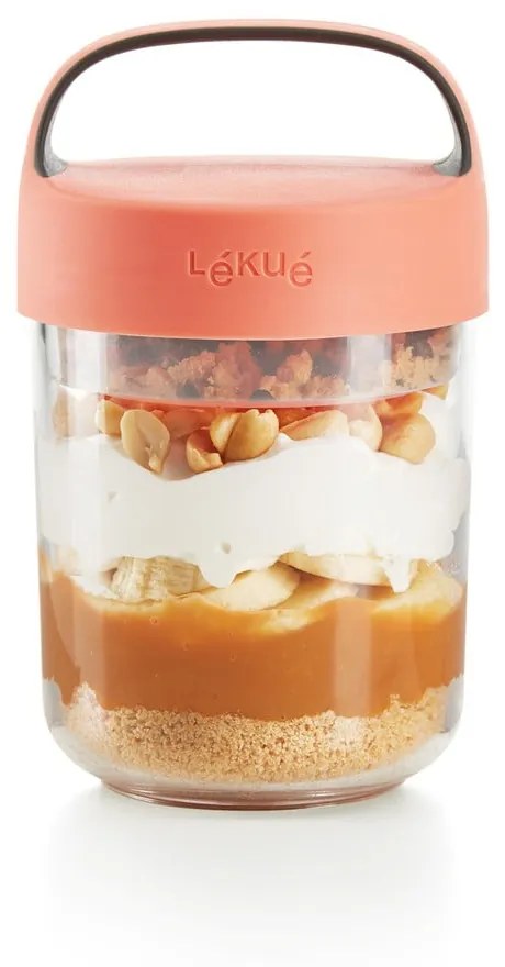 To Go leves/joghurt ételhordó müzlitartóval és narancssárga tetővel, 400 ml - Lékué
