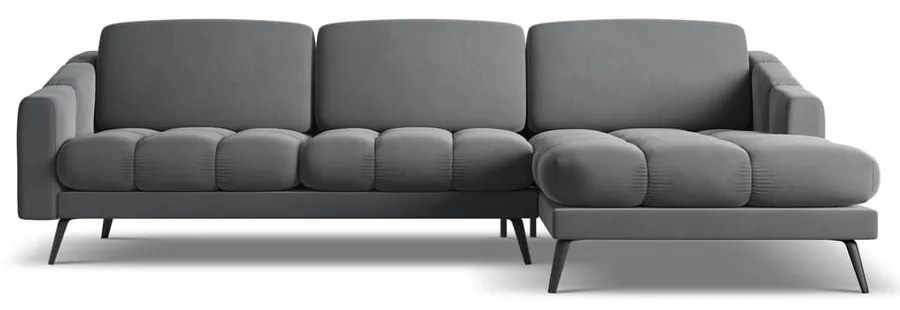 Szürke bársony sarokkanapé (jobb oldali) Nalu – Makamii