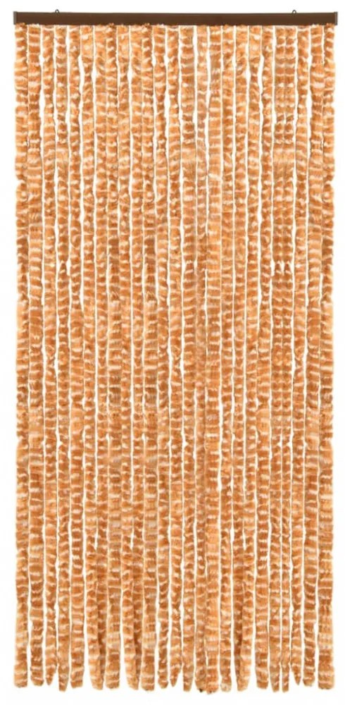 okkersárga és fehér zsenília rovarfüggöny 100 x 220 cm