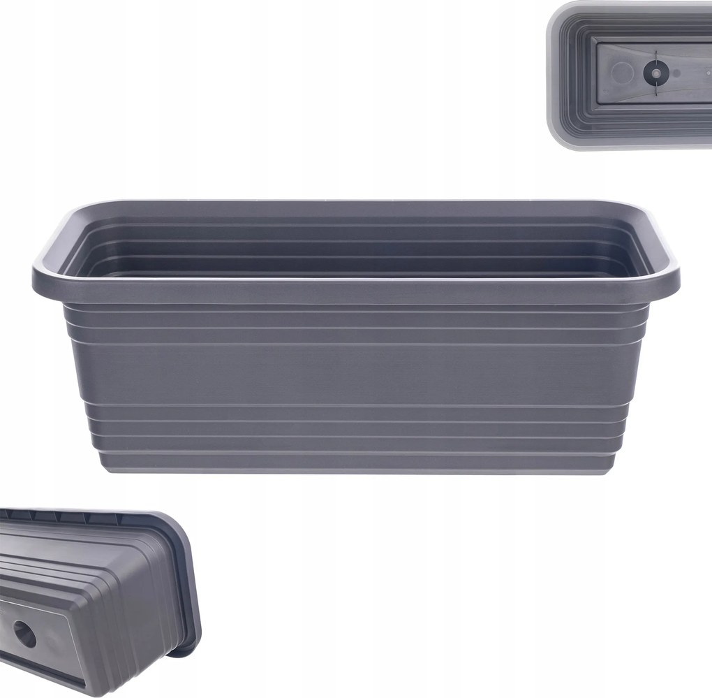 Erkélyláda Virágtartó 40cm Antracit Virágtartó Láda Kadax