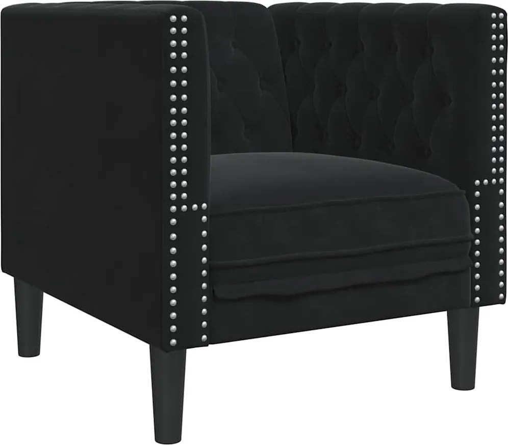 vidaXL Kanapé Fekete 74,5 x 71 x 70,5 cm Bársony