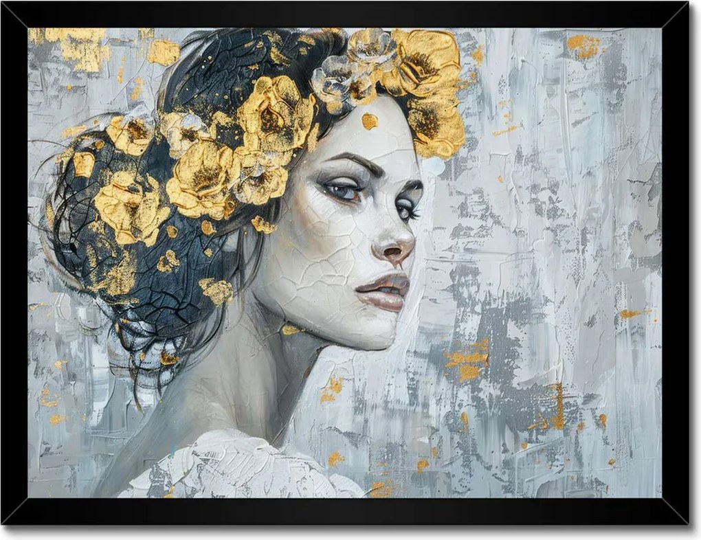 Poszter fekete keretben 40x30 Lány arany koszorúval