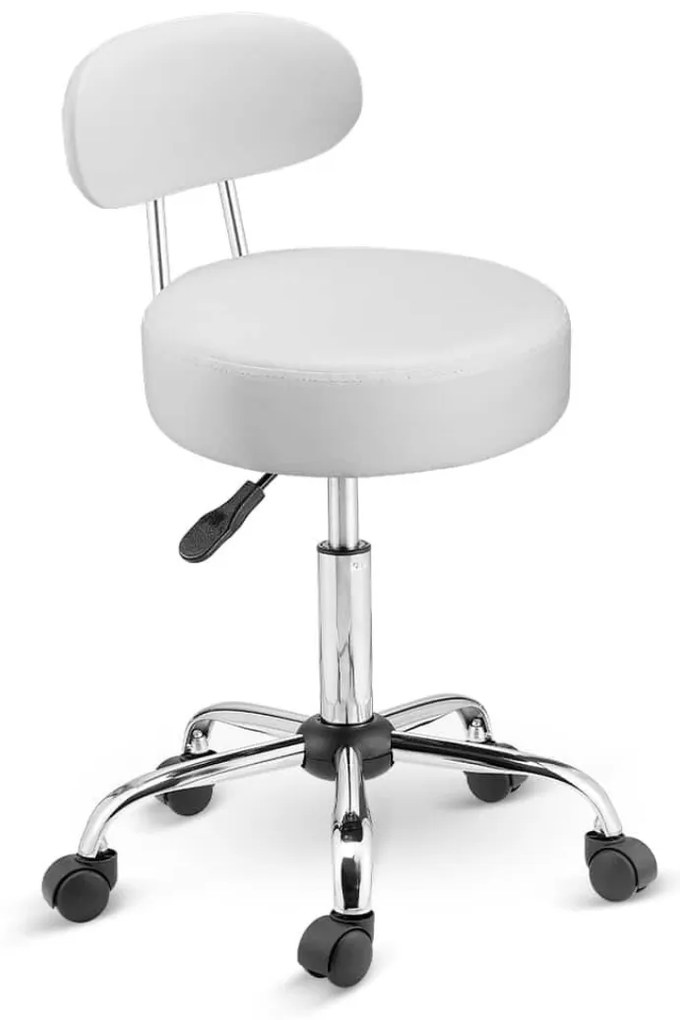 ROLAND háttámlás görgős puff, Ø35cm, fehér