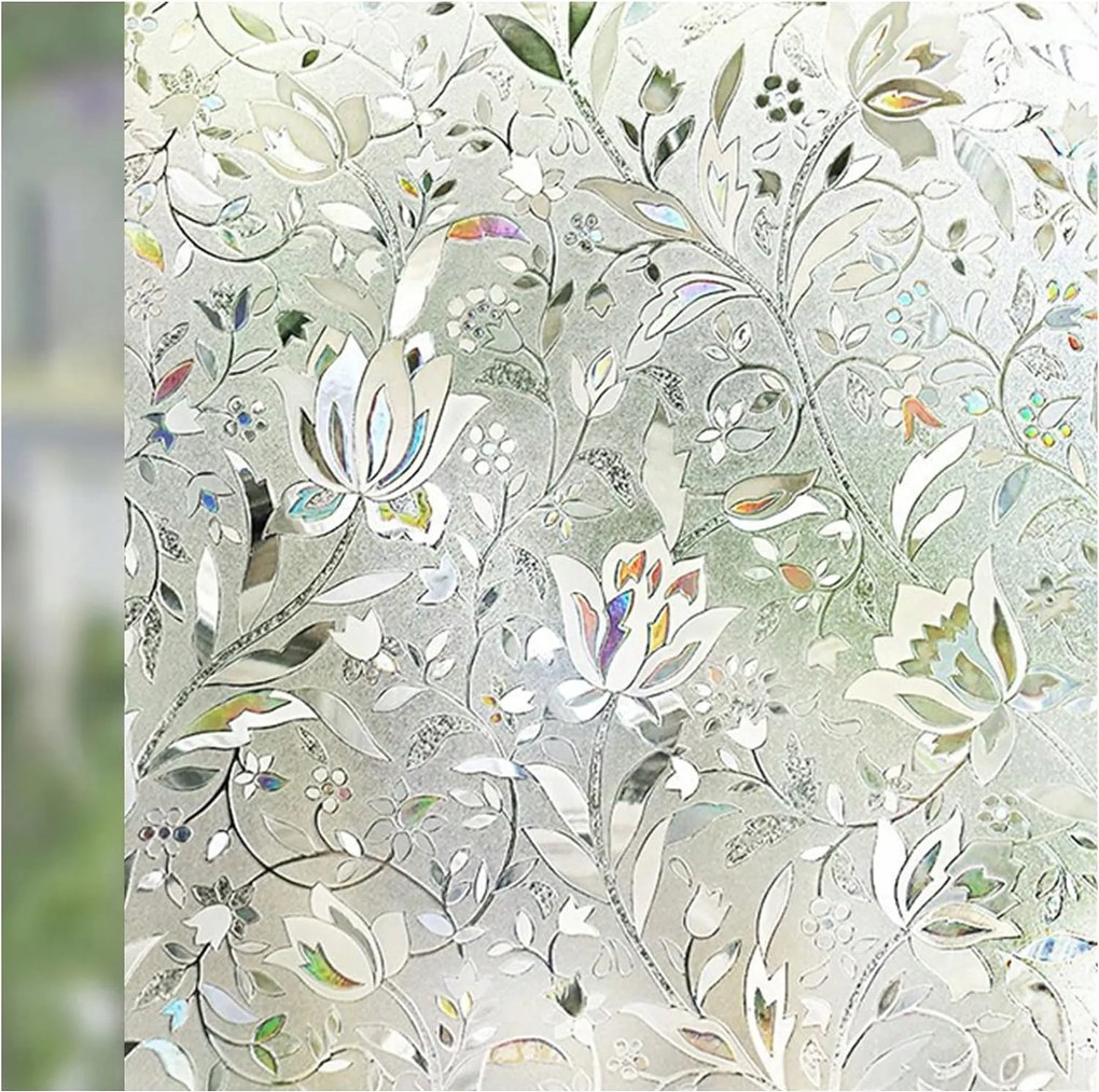 Ablakfólia Öntapadós ólomüveg Dekoratív Virágok 60x200cm