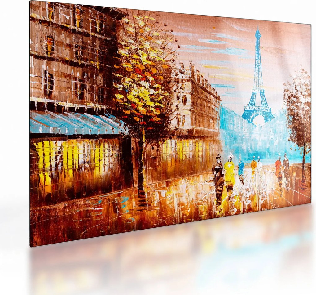 Üveg kép - Esős idő és az Eiffel-torony (70x50 cm)