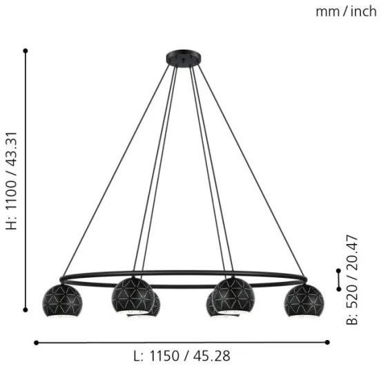 Eglo 98456 - Csillár zsinóron CANTALLOPS 6xE14/40W/230V