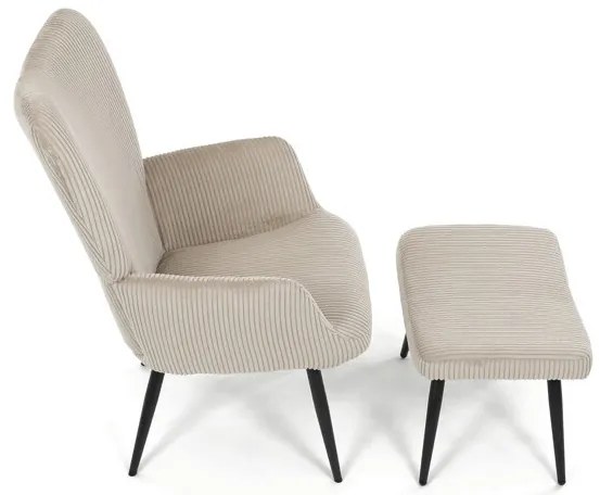 Bézs Kordbársony Relax Fotel Lábtartóval. AK-L7285 CRM6