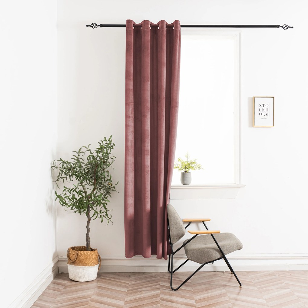 Sötétítő függöny ELVIO VELVET 140x250 cm, óarany rózsaszín Felfüggesztés: Hullámos sínszalag