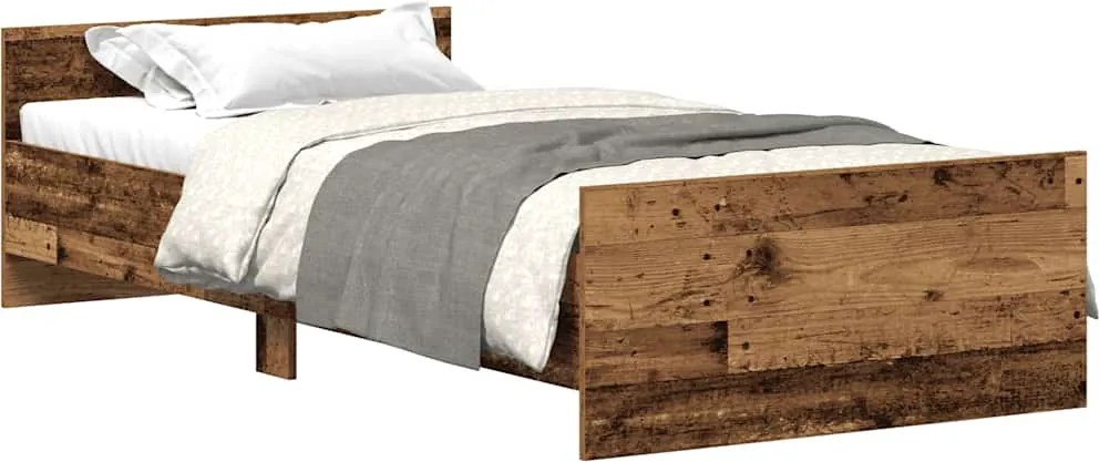 vidaXL antik fa szerelt fa ágykeret matrac nélkül 75x190 cm