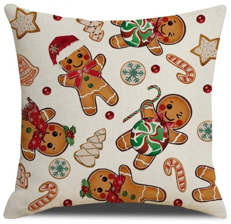 Karácsonyi Párnahuzat GINGER PARADE 45x45 cm, bézs