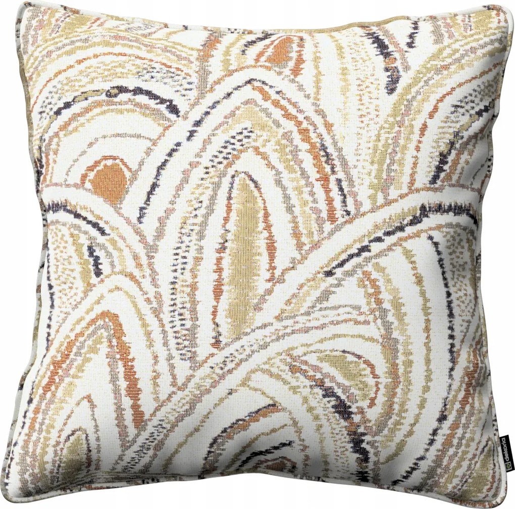 Párnahuzat 45x45 olíva-narancs ívek krémszínű alapon