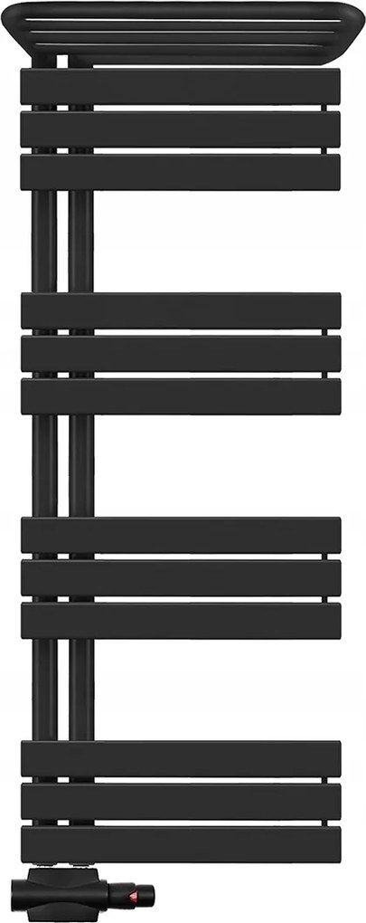 Sophia dekoratív fürdőszobai radiátor 1180x500 fekete Duoplex és polc