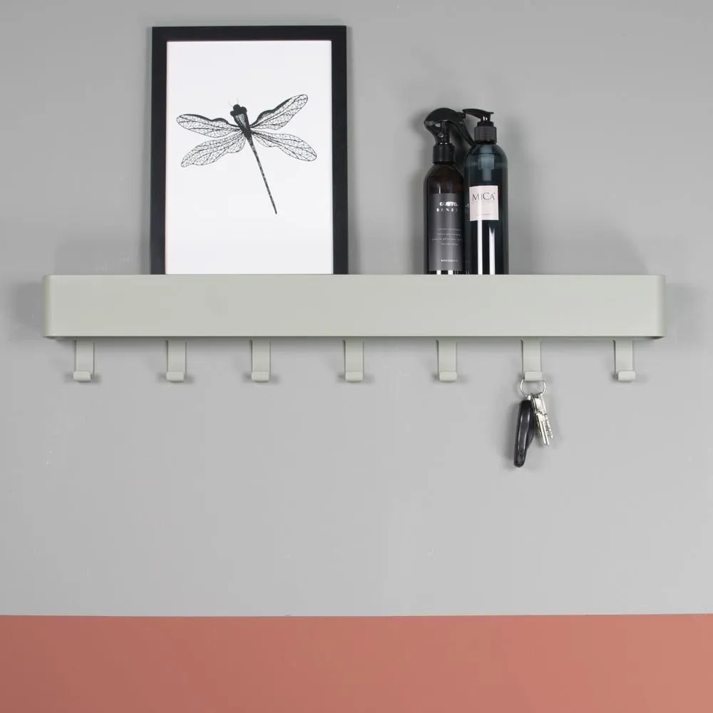 Szürkészöld fém fali fogas polccal 72 cm Dax Play – Spinder Design