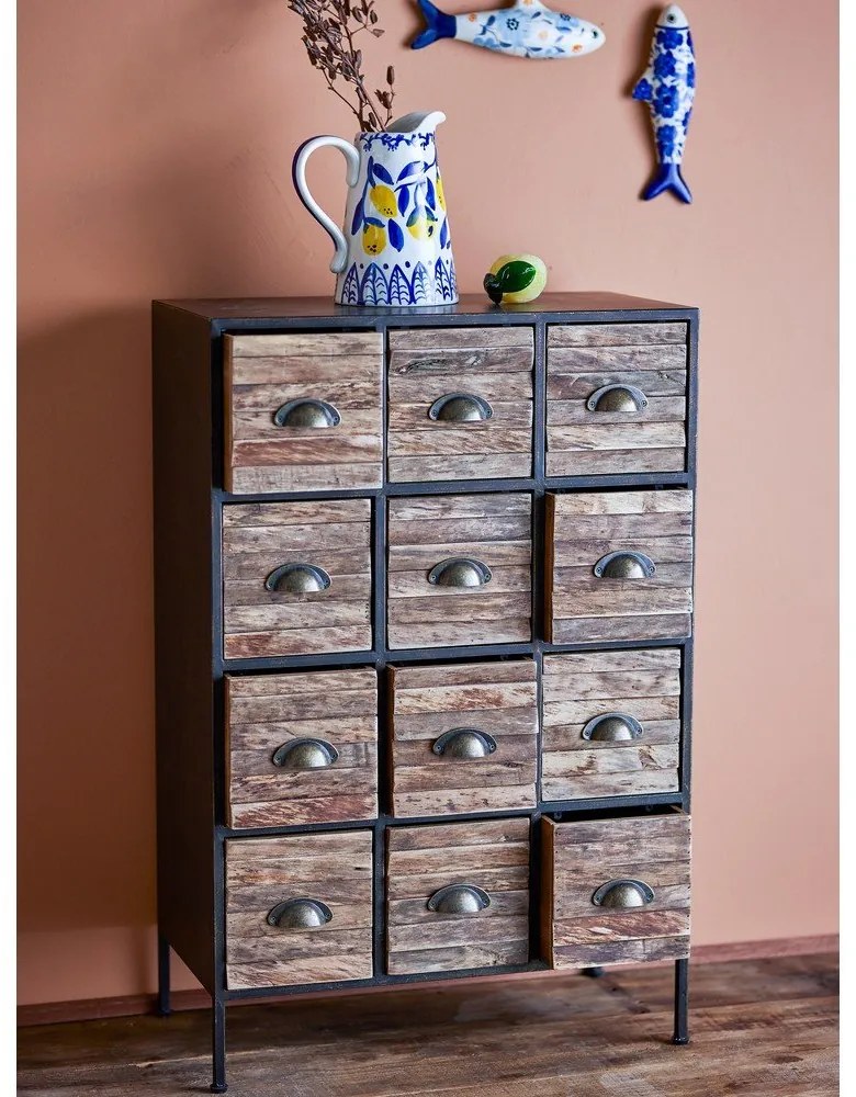 Fekete-barna fém komód 60,5x92x33,5 cm Matteo – Bloomingville