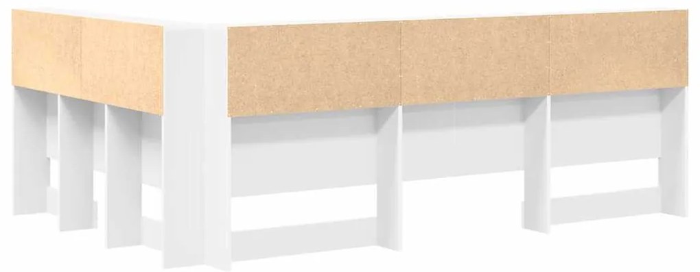 Tároló fejtámla polcokkal fejtámlával Fehér 120 cm Faanyag