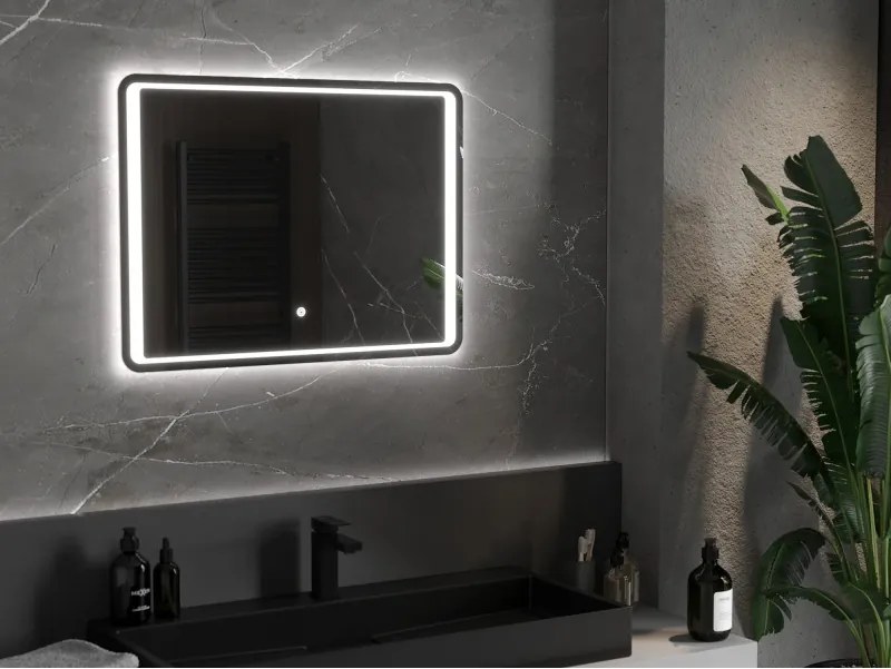 Mexen Zusa 80 x 60 cm-es fürdőszobai megvilágított tükör, LED 6000K, páramentes - 9808-080-060-611-00