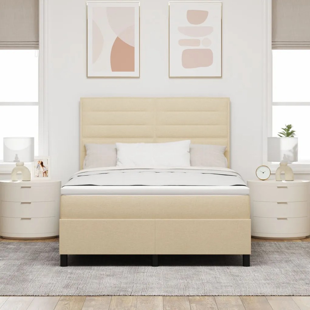 Boxspring ágy matraccal bézs 140x200 cm szövet