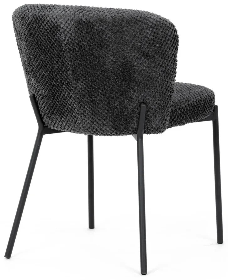 Scaun de sufragerie, stofă gri, picioare metalice negre