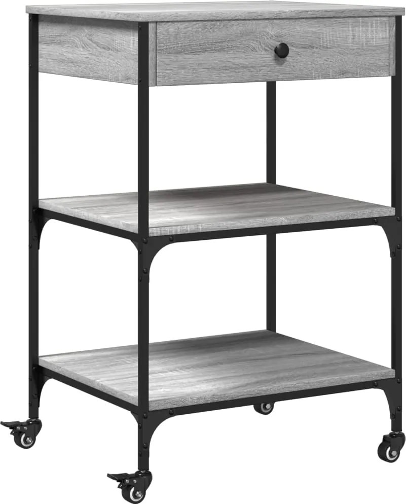 vidaXL szürke sonoma szerelt fa zsúrkocsi 60 x 48 x 89,5 cm