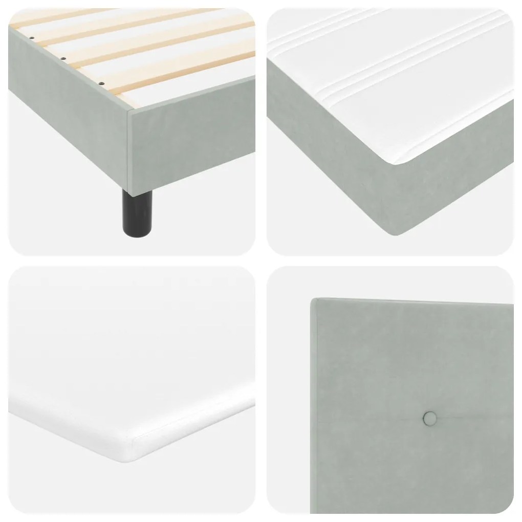 Boxspring Ágy Matrac Kép Sötétszürke 140x200 cm Bársony