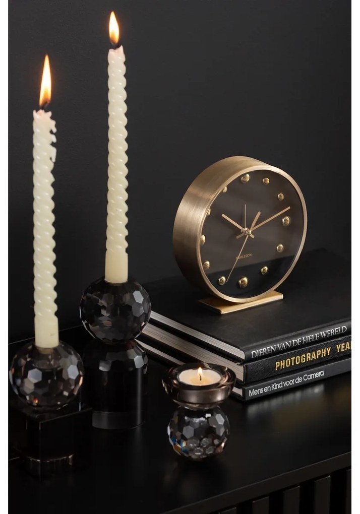 Karlsson 5970BK dizájner asztali óra/ébresztőóra fekete, átmérő 16 cm