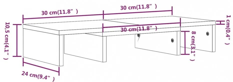 tömör fenyőfa monitorállvány 60 x 24 x 10,5 cm