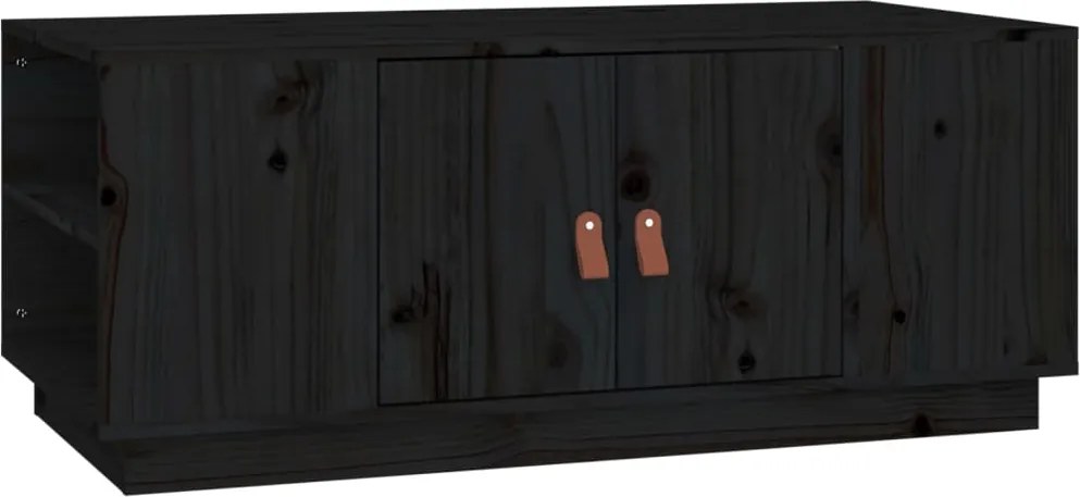 vidaXL fekete tömör fenyőfa dohányzóasztal 100 x 50 x 41 cm