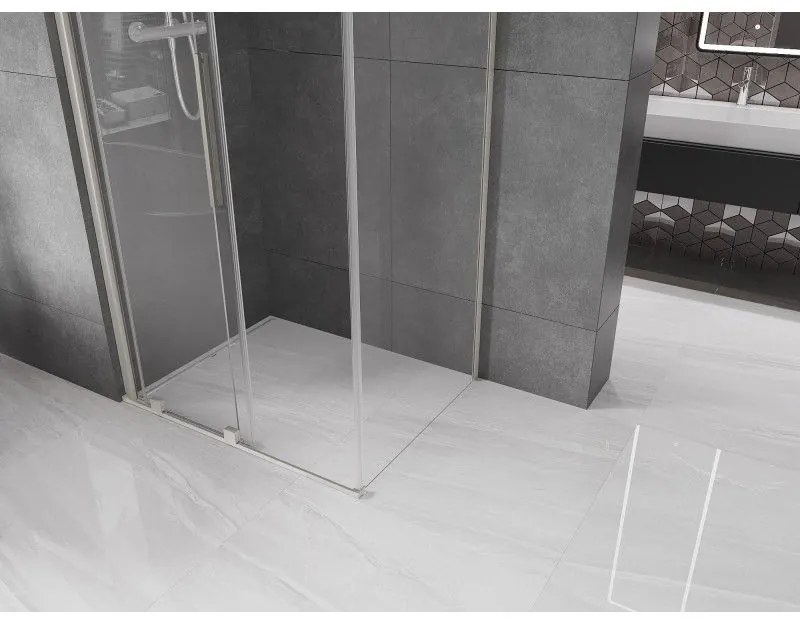 Mexen Velar, zuhanykabin tolóajtóval 120 x 85 cm, 8 mm átlátszó üveg, csiszolt acél, 871-120-085-01-97