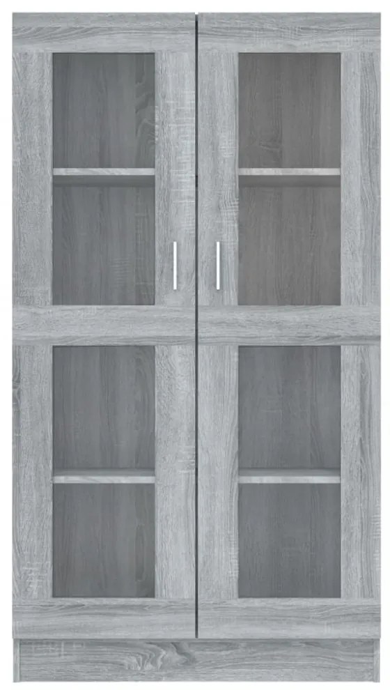 szürke sonoma színű szerelt fa vitrinszekrény 82,5x30,5x150 cm