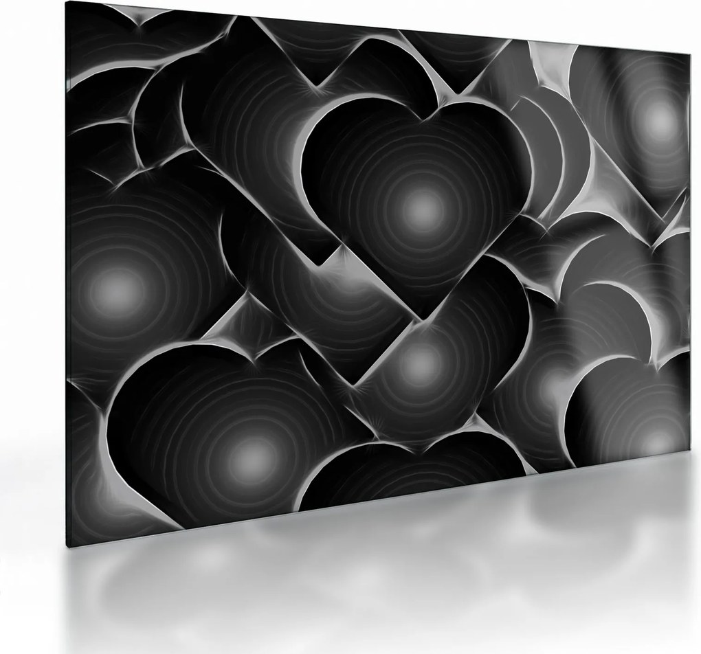 Fekete-fehér szív képe (üvegen) (70x50 cm)