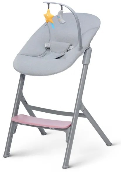 KINDERKRAFT SELECT-Gyermek étkezőszék LIVY Premium Aster rózsaszín + nyugágy CALMEE