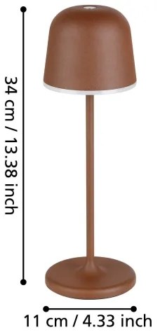 Eglo 900459 -LED Dimmelhető kültéri lámpa MANNERA 2,2W/5V 1800mAh barna IP54