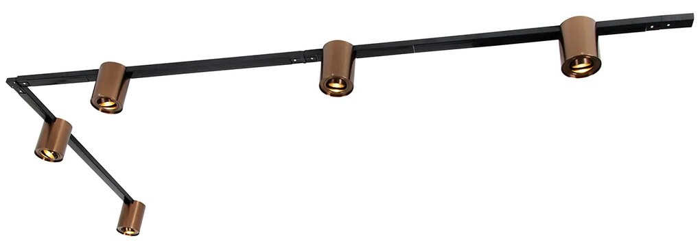 1 fázisú sínrendszer 5 spotlámpával sötét bronz és fekete színben - Rondoo Up