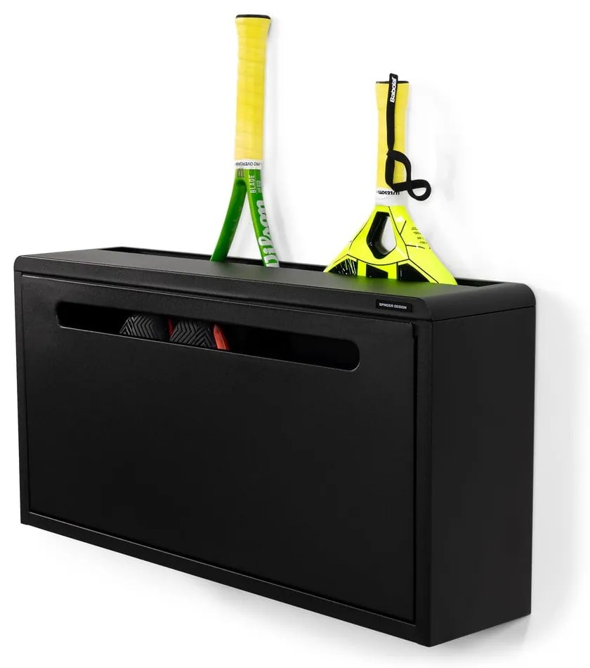 Fekete fém billenő ajtós-függő cipőtartó 76x38x18 cm Sportiva – Spinder Design