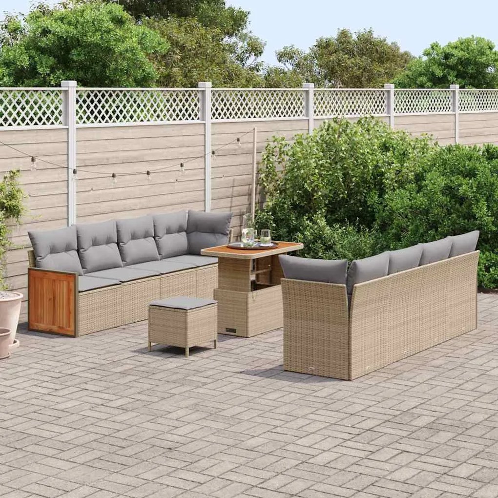 Kerti Kanapé Szett 11 pcs Bézs 90 x 55 x 71 cm polirattan