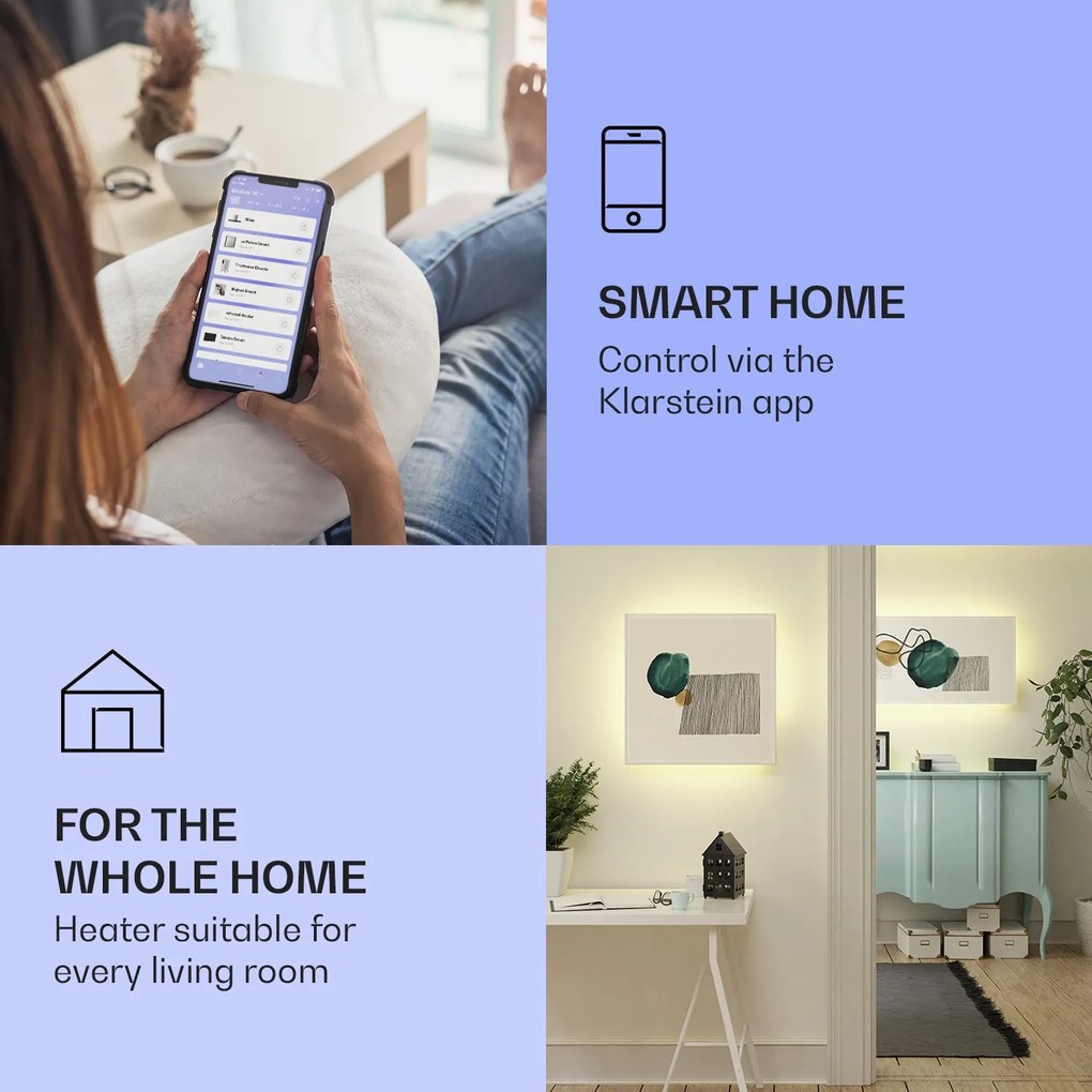 Klarstein Mojave 1000 smart, infravörös hősugárzó 2 az 1-ben, konvektor, 120 x 60 cm, 1000 W, RGB világítás